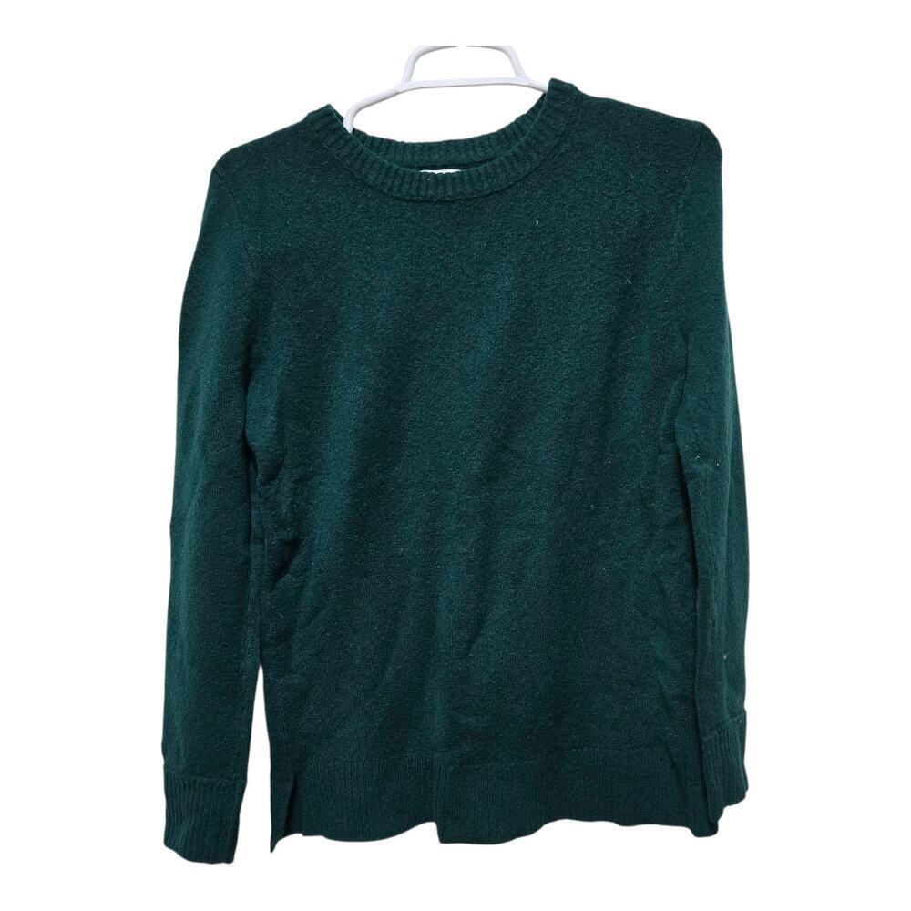 J Crew Factory Green Crewneck Sweater Small Classic Knit Pullover